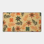 レトロヴィンテージ70sフローラ花葉のパターン デスクマット (正面)