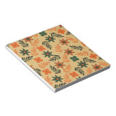 レトロヴィンテージ70sフローラ花葉のパターン ノートパッド (アングル)