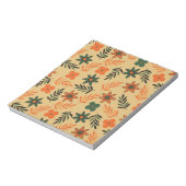 レトロヴィンテージ70sフローラ花葉のパターン ノートパッド (回転)