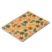 レトロヴィンテージ70sフローラ花葉のパターン ノートブック (左側)