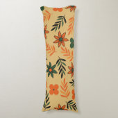 レトロヴィンテージ70sフローラ花葉のパターン ボディピロー (正面縦)