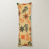 レトロヴィンテージ70sフローラ花葉のパターン ボディピロー (裏面 (縦))