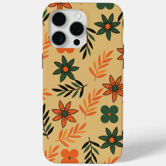 レトロヴィンテージ70sフローラ花葉のパターン Case-Mate iPhoneケース (裏面)