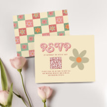 レトロヴィンテージ70s結婚のQR RSVP