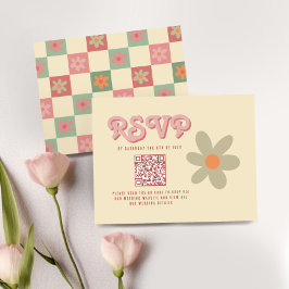 レトロヴィンテージ70s結婚のQR RSVP
