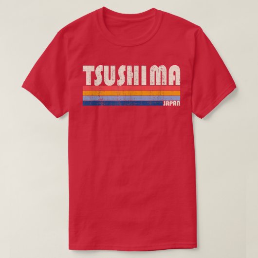レトロヴィンテージ70s 80sスタイル対馬 tシャツ (デザイン正面)