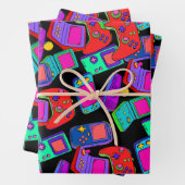 レトロヴィンテージ80ズゲーマーデザイン ラッピングペーパーシート (インサイチュ)