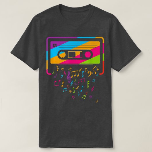 レトロヴィンテージ80年代90年代の音楽ノートカセットテープ Tシャツ (デザイン正面)