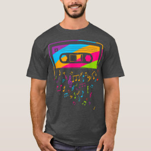 レトロヴィンテージ80年代90年代の音楽ノートカセットテープ Tシャツ