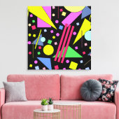 レトロヴィンテージ80sおよび90sスタイル キャンバスプリント (インサイチュ (リビング))