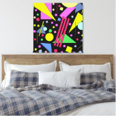 レトロヴィンテージ80sおよび90sスタイル キャンバスプリント (インサイチュ (寝室))