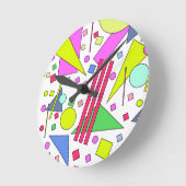 レトロヴィンテージ80sおよび90sスタイル ラウンド壁時計 (傾斜)