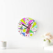 レトロヴィンテージ80sおよび90sスタイル ラウンド壁時計 (ホーム)