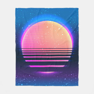レトロヴィンテージ80sまたは90s幾何学的スタイル抽象芸術 フリースブランケット