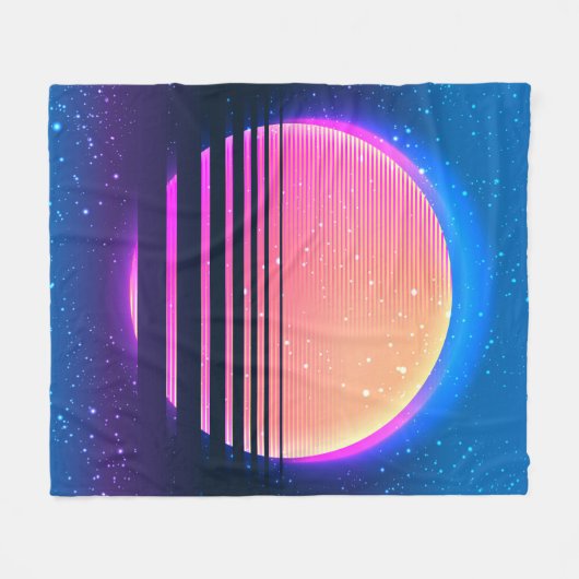 レトロヴィンテージ80sまたは90s幾何学的スタイル抽象芸術 フリースブランケット (正面(横))