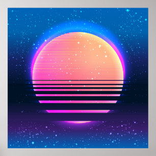 レトロヴィンテージ80sまたは90s幾何学的スタイル抽象芸術 ポスター