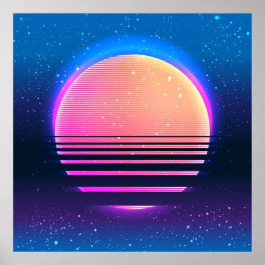 レトロヴィンテージ80sまたは90s幾何学的スタイル抽象芸術 ポスター (正面)