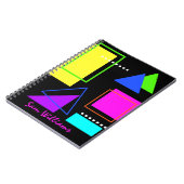 レトロヴィンテージ80sカラフルネオントレンディー幾何学模様 ノートブック (左側)