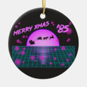 レトロヴィンテージ80sクリスマスサンタスリートインディア セラミックオーナメント (正面)