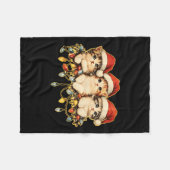 レトロヴィンテージ90s猫クリスマスライトクリスマス1 フリースブランケット (正面(横))