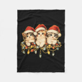 レトロヴィンテージ90s猫クリスマスライトクリスマス1 フリースブランケット (正面)