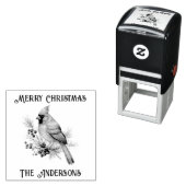 レトロヴィンテージ（鳥）ショウジョウコウカンチョウバードメリークリスマス セルフインキングスタンプ (インサイチュ)