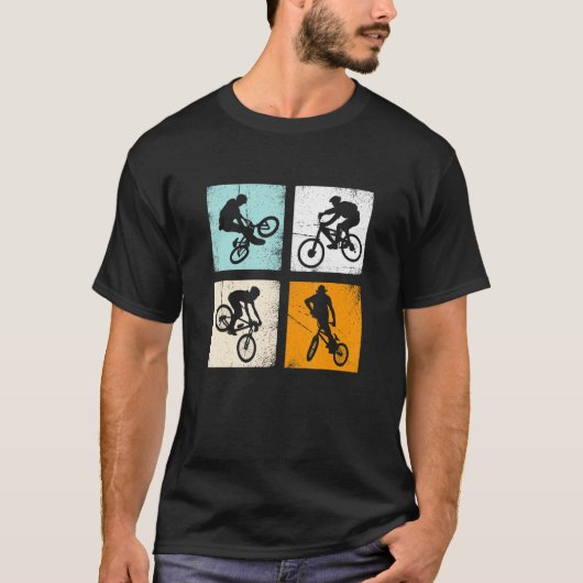 レトロヴィンテージBMX自転車服男性へWo Tシャツ (正面)