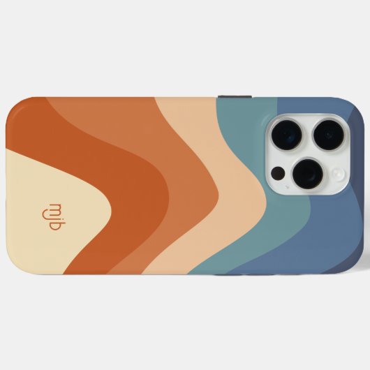 レトロヴィンテージGroovy波ストライプのモノグラム Case-Mate iPhoneケース (裏面 (横))