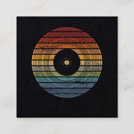 レトロヴィンテージVinyl 80s 90sミュージックパーティーディスコギフト スクエア名刺 (正面)