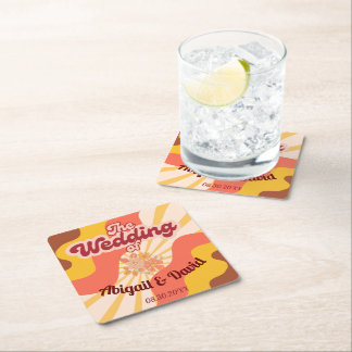 レトロヴィーブヴィンテージウェディング スクエアペーパーコースター