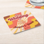 レトロヴィーブヴィンテージウェディング スクエアペーパーコースター (アングル)