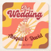 レトロヴィーブヴィンテージウェディング スクエアペーパーコースター (正面)