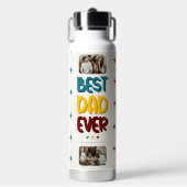 レトロヴィー最高のパパEver 2 Photo Collage ウォーターボトル (正面)