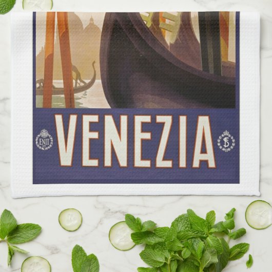 レトロヴェネツィアヴェネツィアイタリア旅行ポスター キッチンタオル (折り畳み)