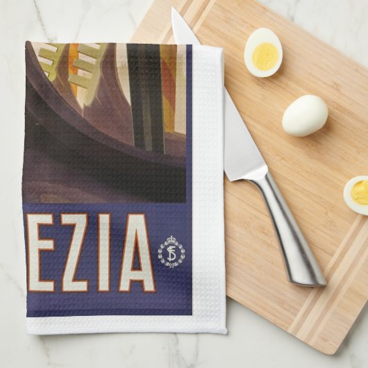 レトロヴェネツィアヴェネツィアイタリア旅行ポスター キッチンタオル (四つ折り)