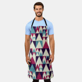 レトロ三角形の幾何学的シームレスパターン エプロン (着用した状態)
