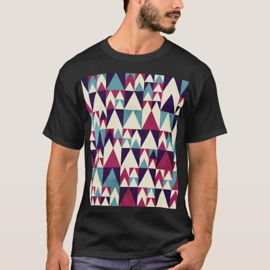レトロ三角形の幾何学的シームレスパターン Tシャツ (正面)