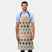レトロ三角形抽象芸術幾何学的パターン エプロン (着用した状態)
