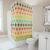 レトロ三角形：ジオメトリパターンのスローバック シャワーカーテン (インサイチュ)