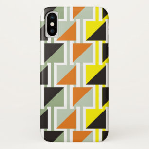 レトロ三角模様と正方形 iPhone X ケース