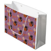 レトロ不気味キットンカボチャムーンズオンパープル ラージペーパーバッグ (正面アングル)