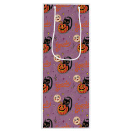 レトロ不気味キットンカボチャムーンズオンパープル ワインギフトバッグ