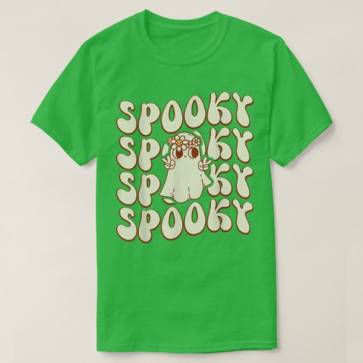 レトロ不気味グルービー幽霊ブハロウィーン衣装Sc Tシャツ (デザイン正面)