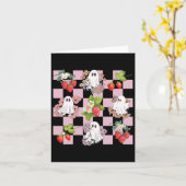 レトロ不気味ストロベリー幽霊ハロウィーン幽霊コット カード (黄色い花)