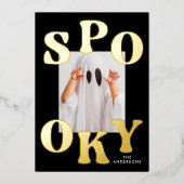 レトロ不気味タイポグラフィフォトハロウィーン 箔シーズンカード (正面)