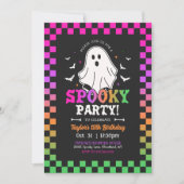 レトロ不気味ハロウィーン幽霊誕生日 招待状 (正面)