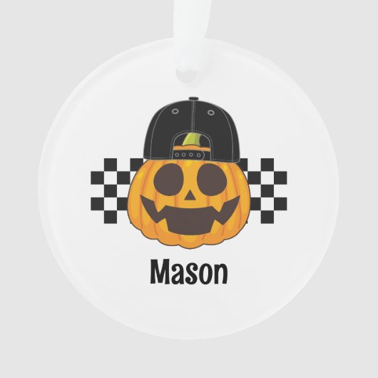 レトロ不気味パンプキンデュード男の赤ちゃん名ハロウィーン オーナメント (正面)