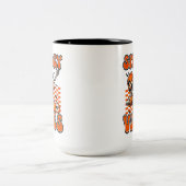 レトロ不気味ビベスダビングスケルトンハロウィーン ツートーンマグカップ (中央)