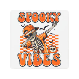 レトロ不気味ビベスダビングスケルトンハロウィーン メタルプリント