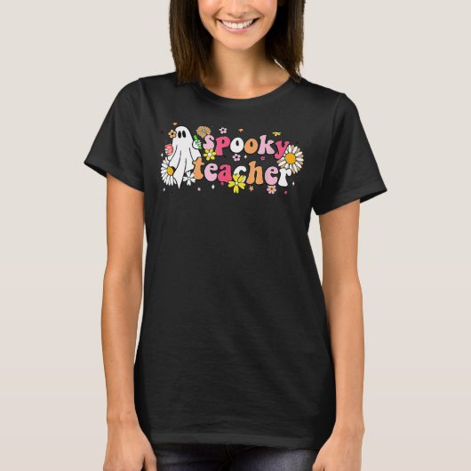 レトロ不気味先生フローラ幽霊スクールハル Tシャツ (正面)
